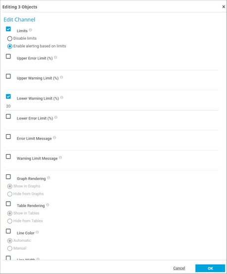Set Limits for Channels in Multi-Edit Mode