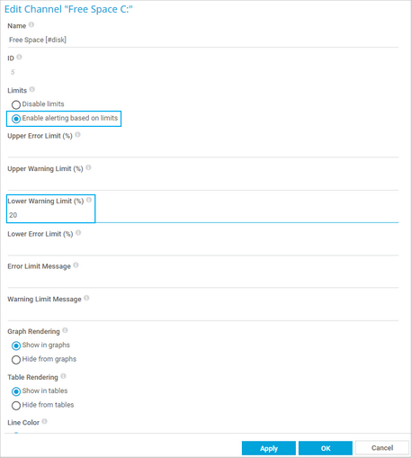 Set Limits in the Channel Settings