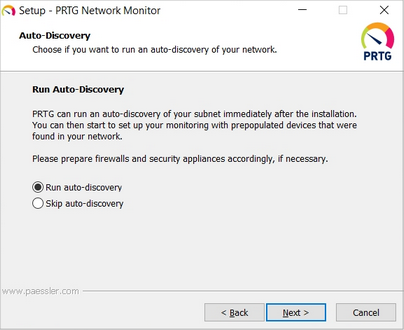 Setup Dialog: Run or Skip Auto-Discovery