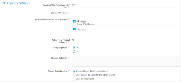 IPFIX Specific Settings