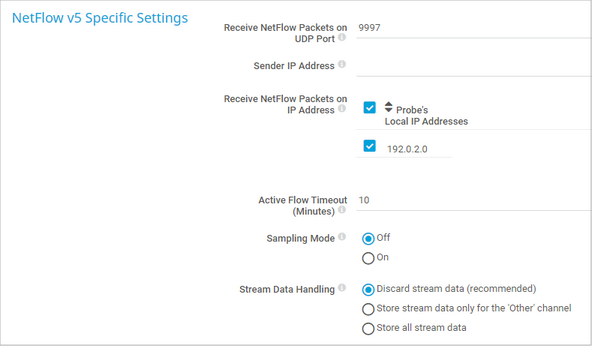 NetFlow v5 Specific Settings NetFlow v5 Specific Settings
