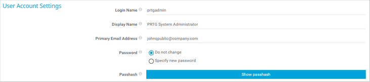 User Account Settings